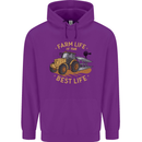 Farming Farm Life is the Best Life Farmer Childrens Kids Hoodie Purple