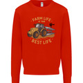 Farming Farm Life is the Best Life Farmer Kids Sweatshirt Jumper Bright Red