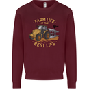 Farming Farm Life is the Best Life Farmer Kids Sweatshirt Jumper Maroon