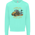 Farming Farm Life is the Best Life Farmer Kids Sweatshirt Jumper Peppermint