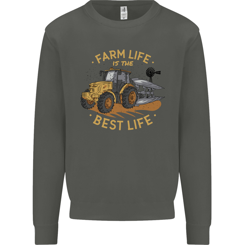 Farming Farm Life is the Best Life Farmer Kids Sweatshirt Jumper Storm Grey