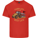Farming Farm Life is the Best Life Farmer Kids T-Shirt Childrens Red