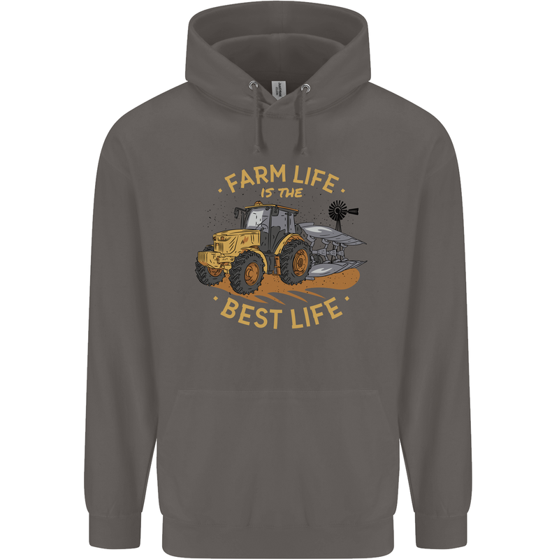 Farming Farm Life is the Best Life Farmer Mens 80% Cotton Hoodie Charcoal