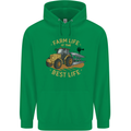 Farming Farm Life is the Best Life Farmer Mens 80% Cotton Hoodie Irish Green