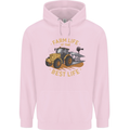 Farming Farm Life is the Best Life Farmer Mens 80% Cotton Hoodie Light Pink