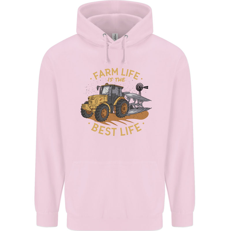 Farming Farm Life is the Best Life Farmer Mens 80% Cotton Hoodie Light Pink