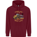 Farming Farm Life is the Best Life Farmer Mens 80% Cotton Hoodie Maroon