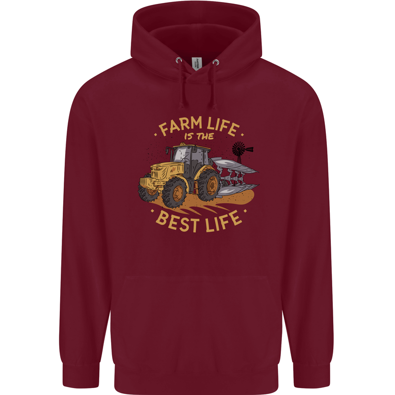 Farming Farm Life is the Best Life Farmer Mens 80% Cotton Hoodie Maroon