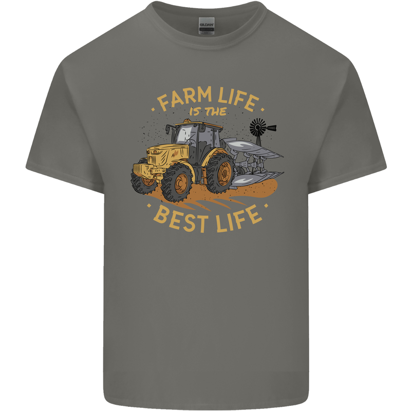 Farming Farm Life is the Best Life Farmer Mens Cotton T-Shirt Tee Top Charcoal