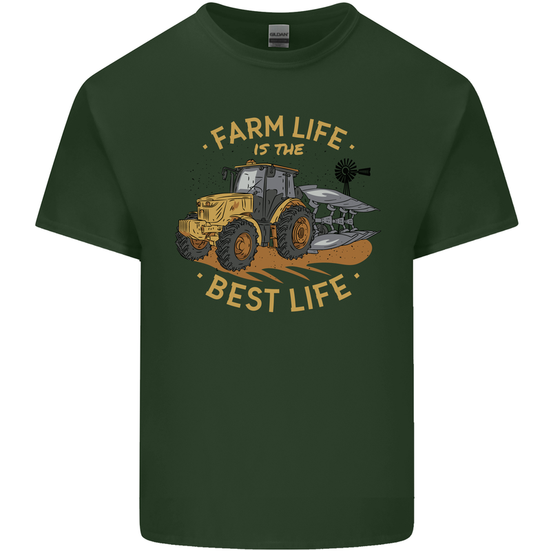 Farming Farm Life is the Best Life Farmer Mens Cotton T-Shirt Tee Top Forest Green