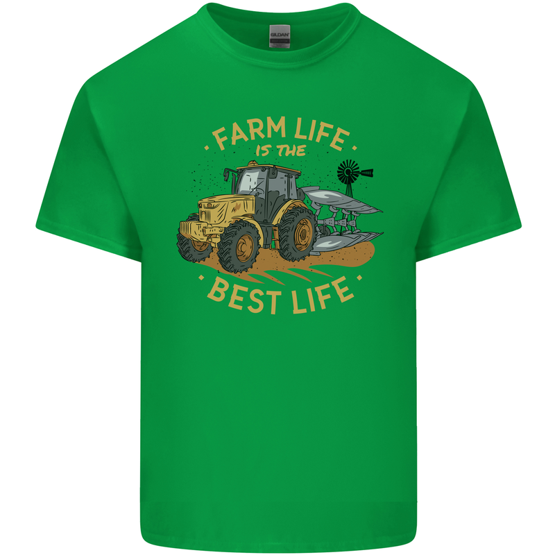 Farming Farm Life is the Best Life Farmer Mens Cotton T-Shirt Tee Top Irish Green