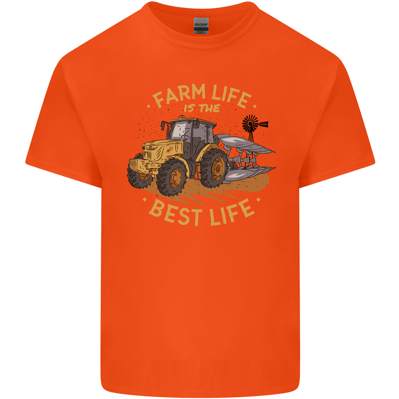 Farming Farm Life is the Best Life Farmer Mens Cotton T-Shirt Tee Top Orange