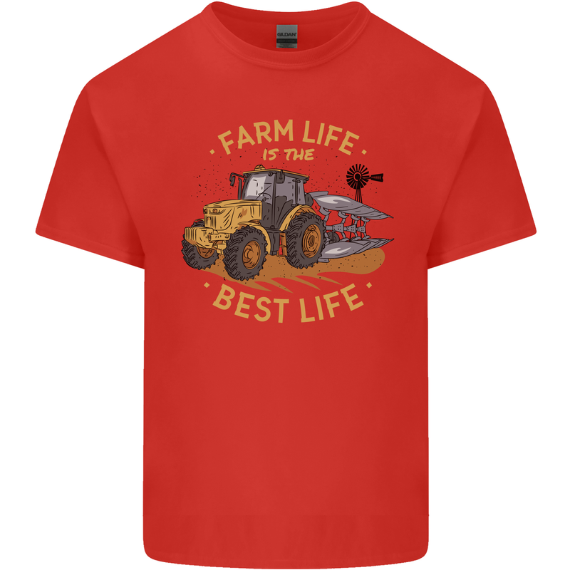 Farming Farm Life is the Best Life Farmer Mens Cotton T-Shirt Tee Top Red