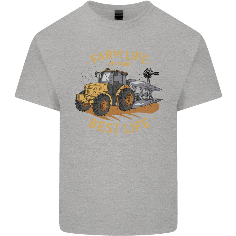 Farming Farm Life is the Best Life Farmer Mens Cotton T-Shirt Tee Top Sports Grey