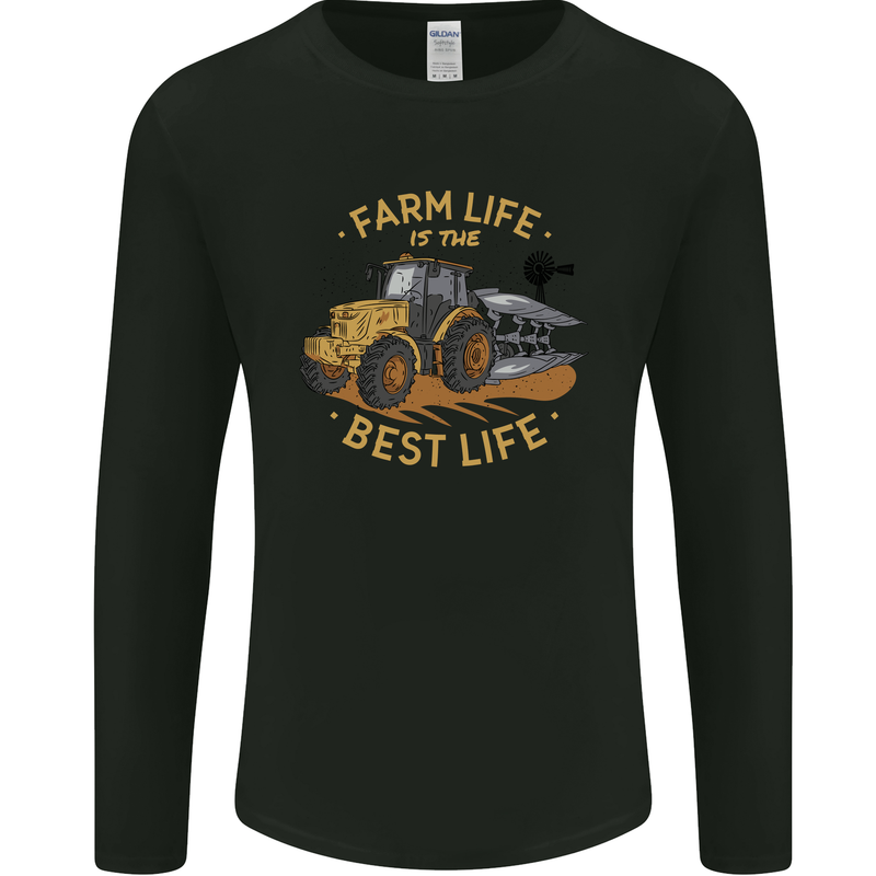 Farming Farm Life is the Best Life Farmer Mens Long Sleeve T-Shirt Black