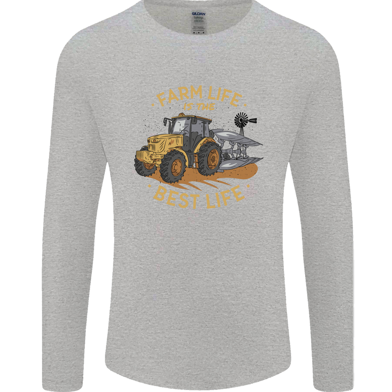 Farming Farm Life is the Best Life Farmer Mens Long Sleeve T-Shirt Sports Grey