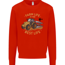 Farming Farm Life is the Best Life Farmer Mens Sweatshirt Jumper Bright Red