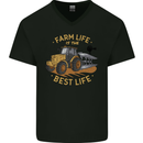 Farming Farm Life is the Best Life Farmer Mens V-Neck Cotton T-Shirt Black