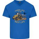 Farming Farm Life is the Best Life Farmer Mens V-Neck Cotton T-Shirt Royal Blue