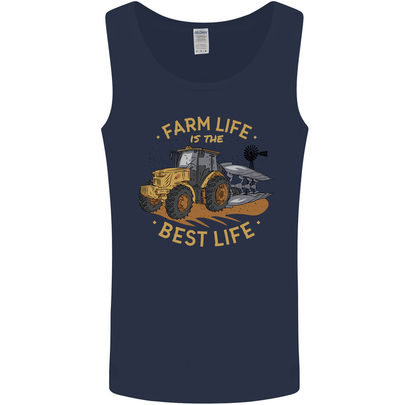 Farming Farm Life is the Best Life Farmer Mens Vest Tank Top Navy Blue