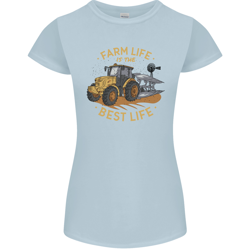 Farming Farm Life is the Best Life Farmer Womens Petite Cut T-Shirt Light Blue
