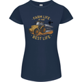 Farming Farm Life is the Best Life Farmer Womens Petite Cut T-Shirt Navy Blue