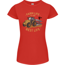 Farming Farm Life is the Best Life Farmer Womens Petite Cut T-Shirt Red
