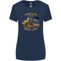 Farming Farm Life is the Best Life Farmer Womens Wider Cut T-Shirt Navy Blue