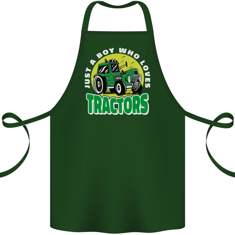 Farming Just a Boy Who Loves Tractors Cotton Apron 100% Organic Forest Green