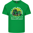 Farming Just a Boy Who Loves Tractors Kids T-Shirt Childrens Irish Green