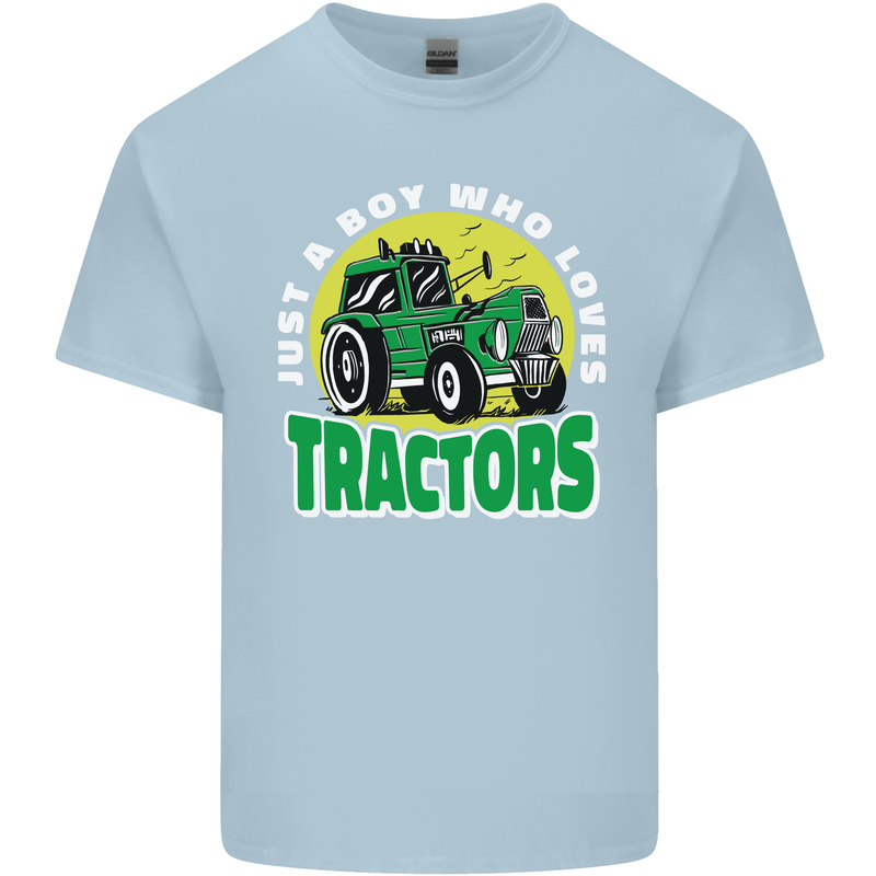 Farming Just a Boy Who Loves Tractors Kids T-Shirt Childrens Light Blue