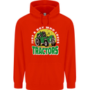 Farming Just a Boy Who Loves Tractors Mens 80% Cotton Hoodie Bright Red