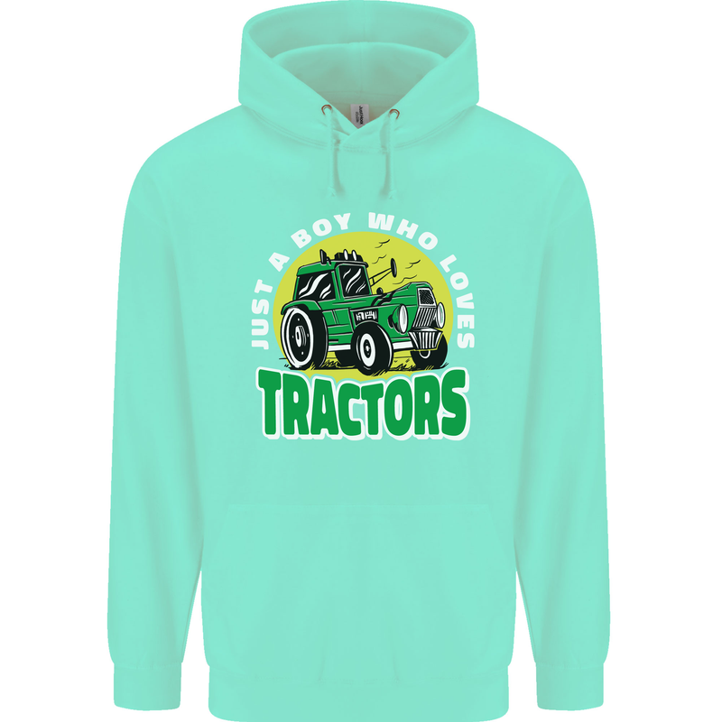 Farming Just a Boy Who Loves Tractors Mens 80% Cotton Hoodie Peppermint