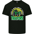 Farming Just a Boy Who Loves Tractors Mens Cotton T-Shirt Tee Top Black