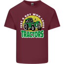 Farming Just a Boy Who Loves Tractors Mens Cotton T-Shirt Tee Top Maroon