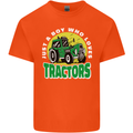 Farming Just a Boy Who Loves Tractors Mens Cotton T-Shirt Tee Top Orange