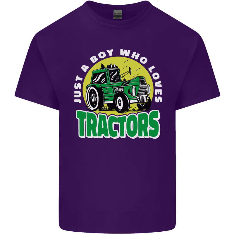 Farming Just a Boy Who Loves Tractors Mens Cotton T-Shirt Tee Top Purple