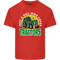 Farming Just a Boy Who Loves Tractors Mens Cotton T-Shirt Tee Top Red