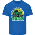 Farming Just a Boy Who Loves Tractors Mens Cotton T-Shirt Tee Top Royal Blue