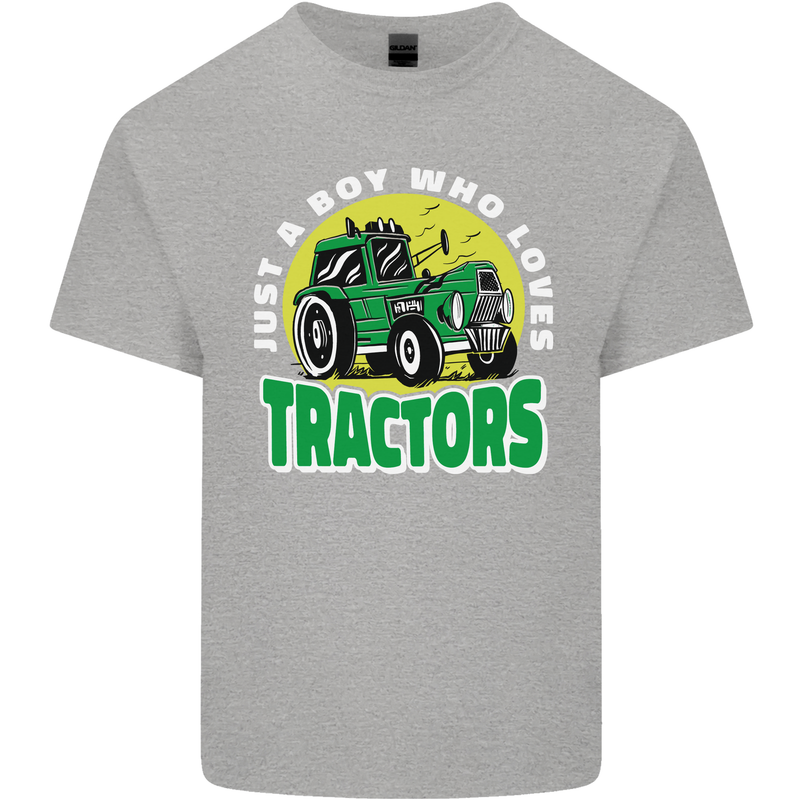 Farming Just a Boy Who Loves Tractors Mens Cotton T-Shirt Tee Top Sports Grey