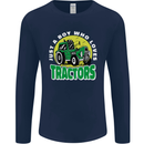 Farming Just a Boy Who Loves Tractors Mens Long Sleeve T-Shirt Navy Blue