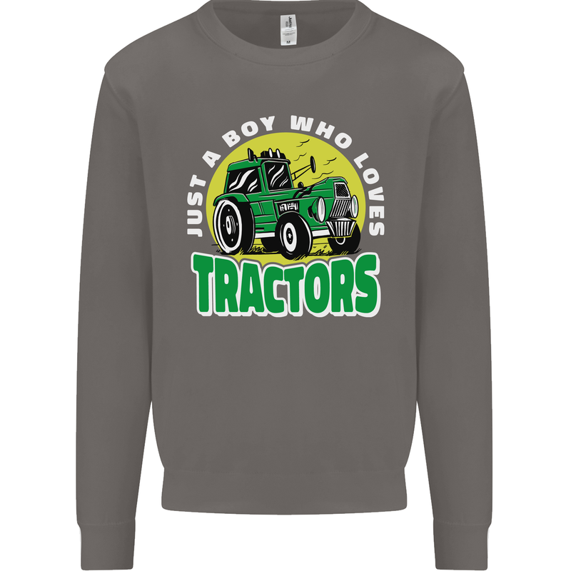 Farming Just a Boy Who Loves Tractors Mens Sweatshirt Jumper Charcoal