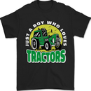 Farming Just a Boy Who Loves Tractors Mens T-Shirt 100% Cotton Black