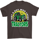 Farming Just a Boy Who Loves Tractors Mens T-Shirt 100% Cotton Dark Chocolate