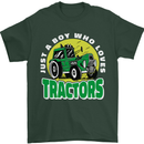 Farming Just a Boy Who Loves Tractors Mens T-Shirt 100% Cotton Forest Green