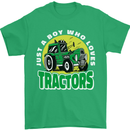 Farming Just a Boy Who Loves Tractors Mens T-Shirt 100% Cotton Irish Green
