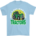 Farming Just a Boy Who Loves Tractors Mens T-Shirt 100% Cotton Light Blue