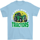 Farming Just a Boy Who Loves Tractors Mens T-Shirt 100% Cotton Light Blue
