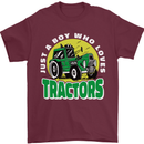Farming Just a Boy Who Loves Tractors Mens T-Shirt 100% Cotton Maroon