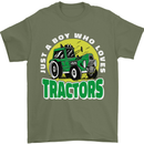 Farming Just a Boy Who Loves Tractors Mens T-Shirt 100% Cotton Military Green